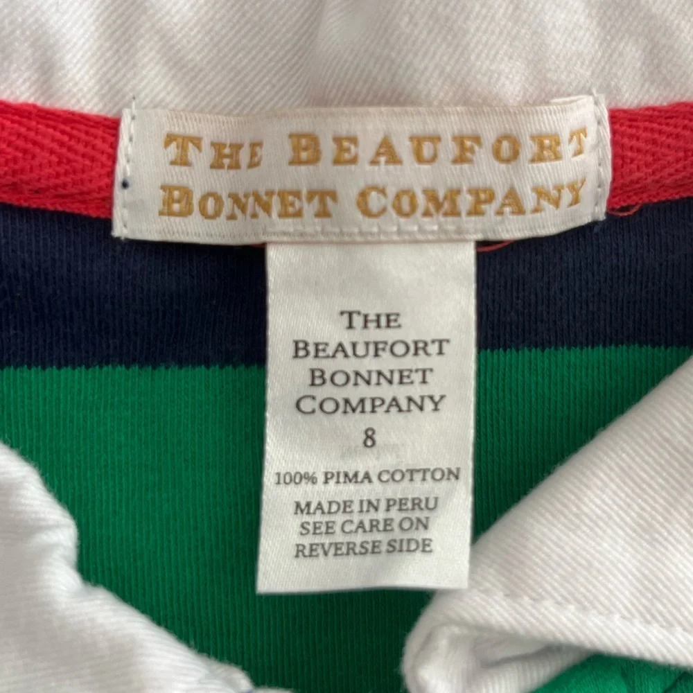 The Beaufort Bonnet Company Green and Navy Kids Polo